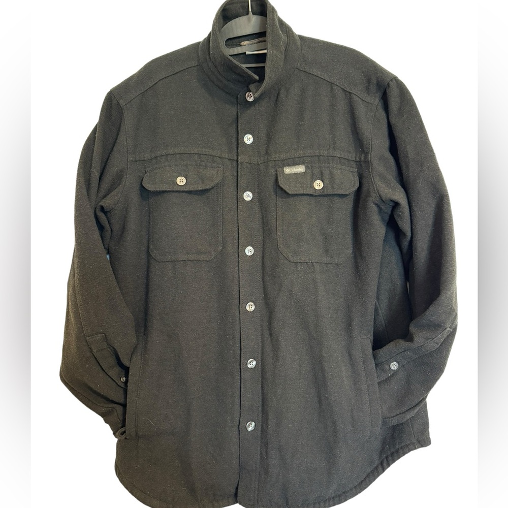 Columbia Fleece Shirt Mens Size Medium dark grey Long Sleeve Button Up